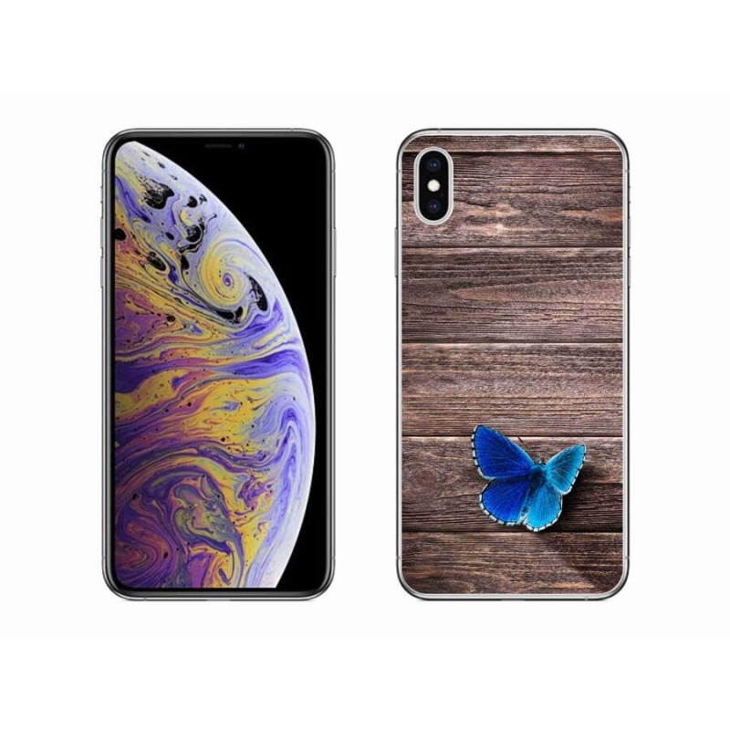 Gelový kryt mmCase na mobil iPhone XS Max - modrý motýl 1