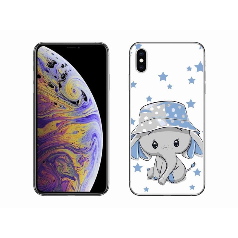 Gelový kryt mmCase na mobil iPhone XS Max - modrý slon