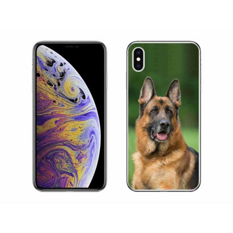 Gelový kryt mmCase na mobil iPhone XS Max - německý ovčák