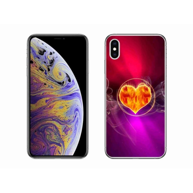 Gelový kryt mmCase na mobil iPhone XS Max - ohnivé srdce