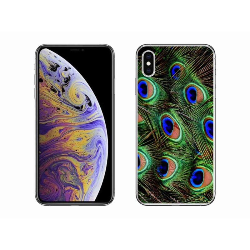 Gelový kryt mmCase na mobil iPhone XS Max - paví peří