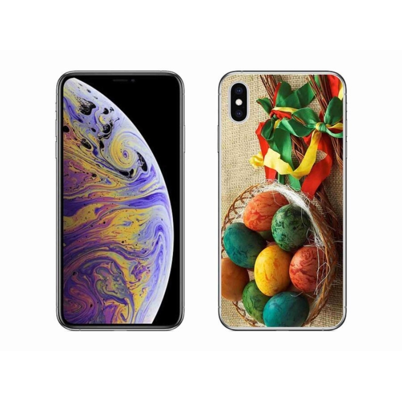 Gelový kryt mmCase na mobil iPhone XS Max - pomlázky a vajíčka