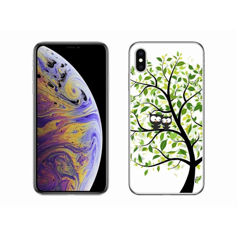 Gelový kryt mmCase na mobil iPhone XS Max - sovičky na stromě