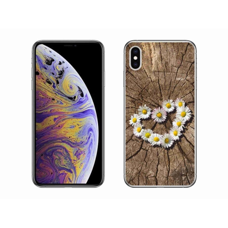 Gelový kryt mmCase na mobil iPhone XS Max - srdce z kopretin