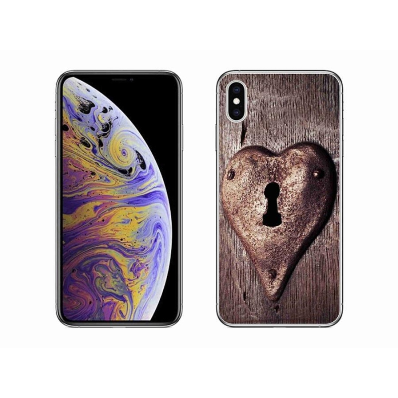 Gelový kryt mmCase na mobil iPhone XS Max - zámek ve tvaru srdce