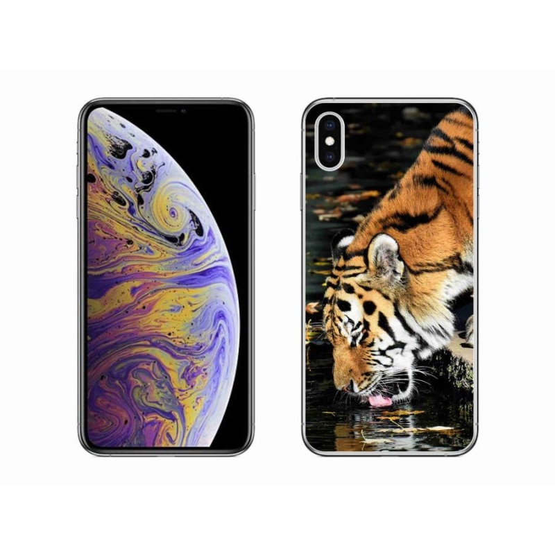 Gelový kryt mmCase na mobil iPhone XS Max - žíznivý tygr