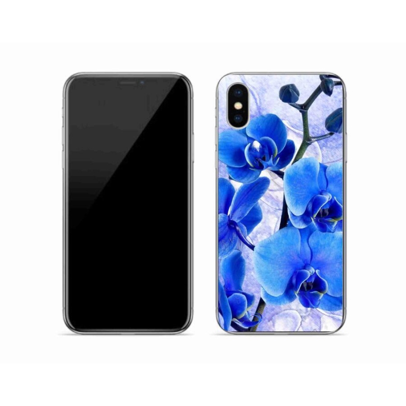 Gelový kryt mmCase na mobil iPhone XS - modré květy