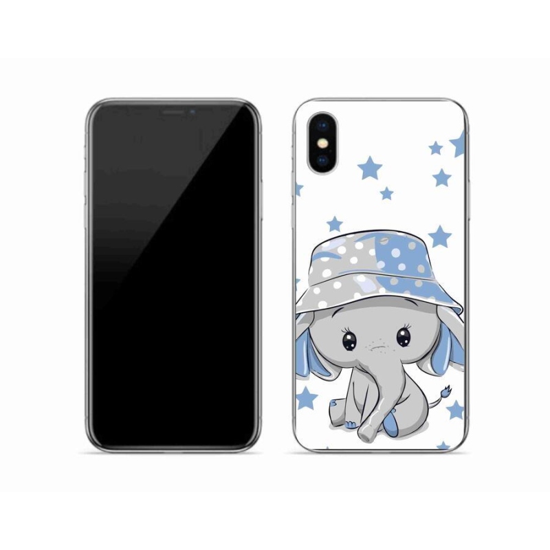 Gelový kryt mmCase na mobil iPhone XS - modrý slon