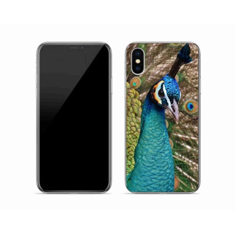 Gelový kryt mmCase na mobil iPhone XS - páv