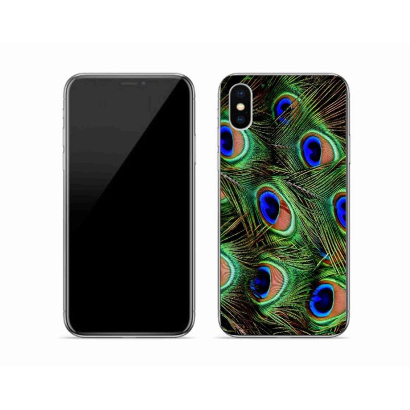 Gelový kryt mmCase na mobil iPhone XS - paví peří