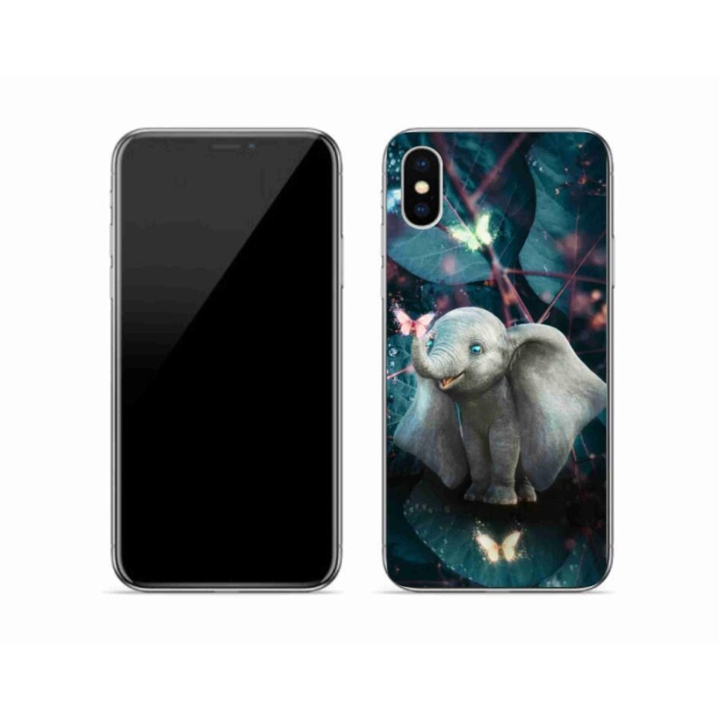 Gelový kryt mmCase na mobil iPhone XS - roztomilý slon