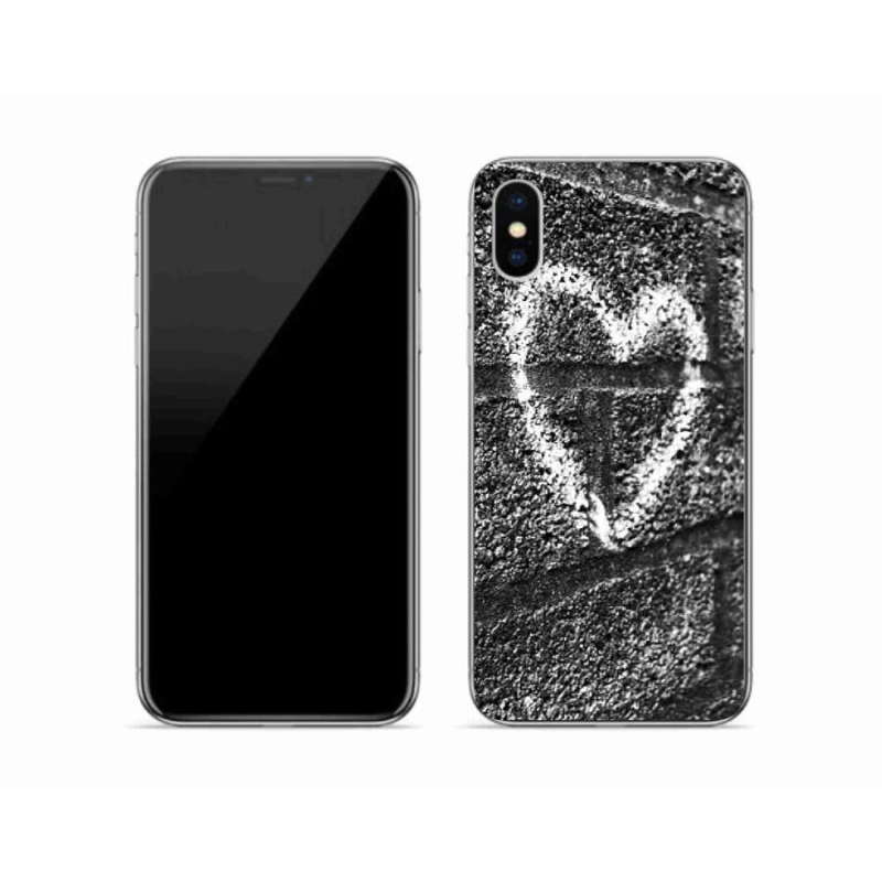Gelový kryt mmCase na mobil iPhone XS - srdce na zdi