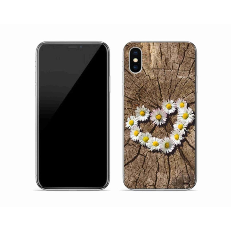 Gelový kryt mmCase na mobil iPhone XS - srdce z kopretin