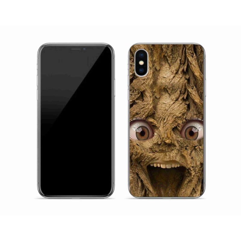 Gelový kryt mmCase na mobil iPhone XS - veselý strom s očima
