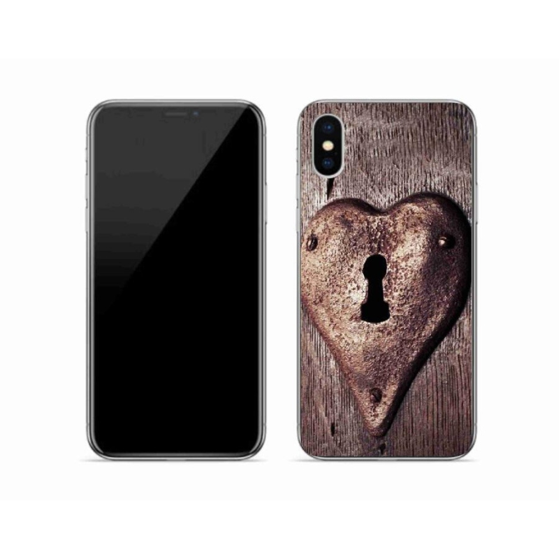Gelový kryt mmCase na mobil iPhone XS - zámek ve tvaru srdce
