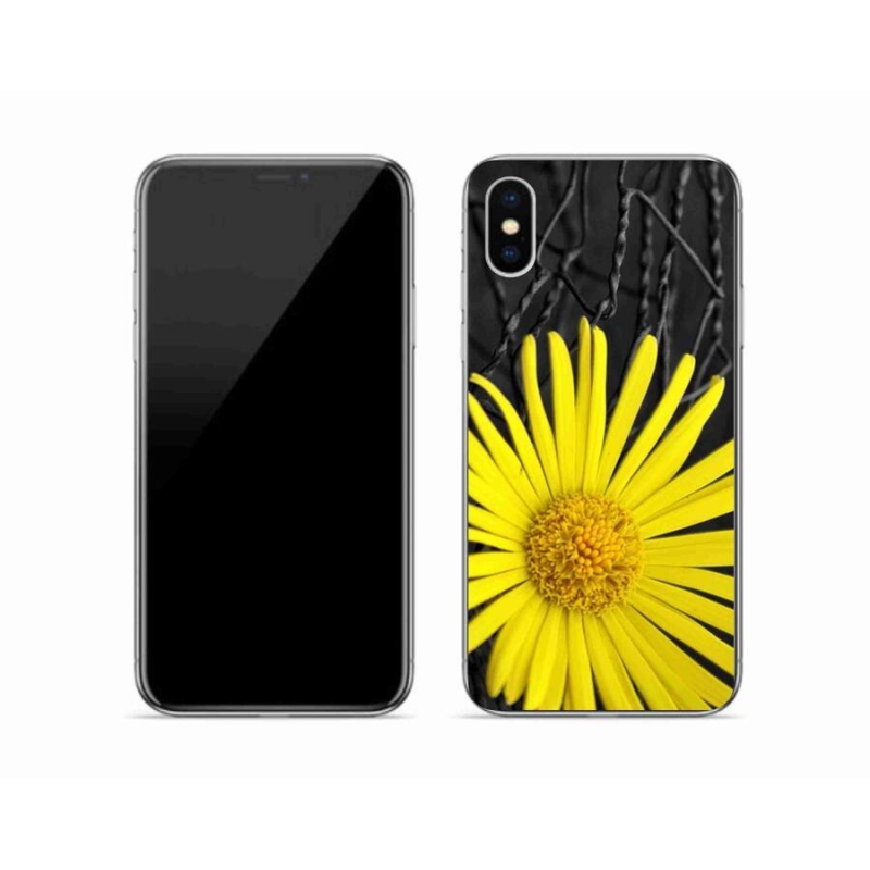 Gelový kryt mmCase na mobil iPhone XS - žlutá květina