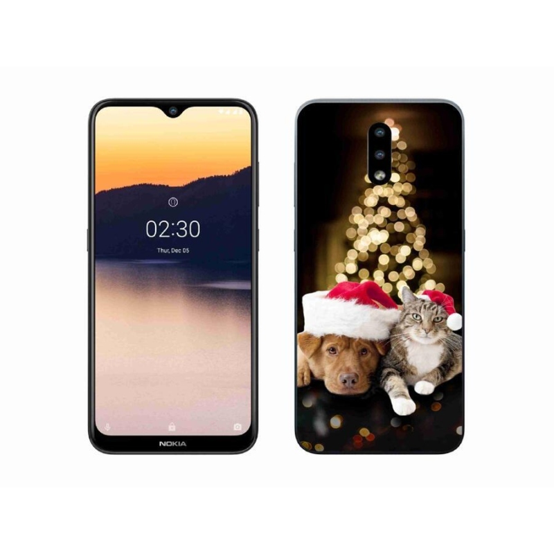 Gelový kryt mmCase na mobil Nokia 2.3 - vánoční pes a kočka