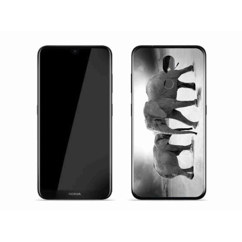 Gelový kryt mmCase na mobil Nokia 3.2 - černobílí sloni