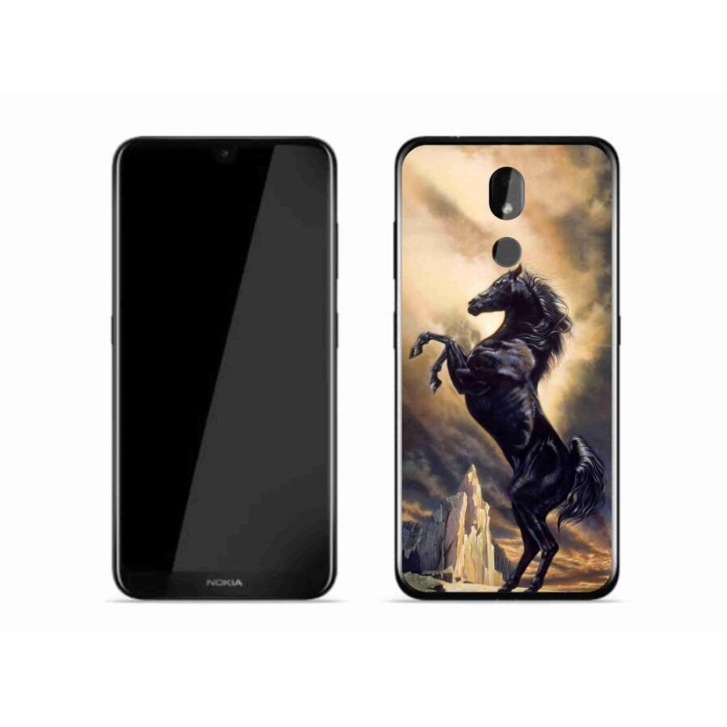 Gelový kryt mmCase na mobil Nokia 3.2 - černý kreslený kůň