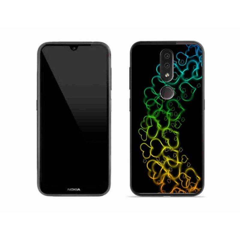 Gelový kryt mmCase na mobil Nokia 4.2 - barevná srdíčka