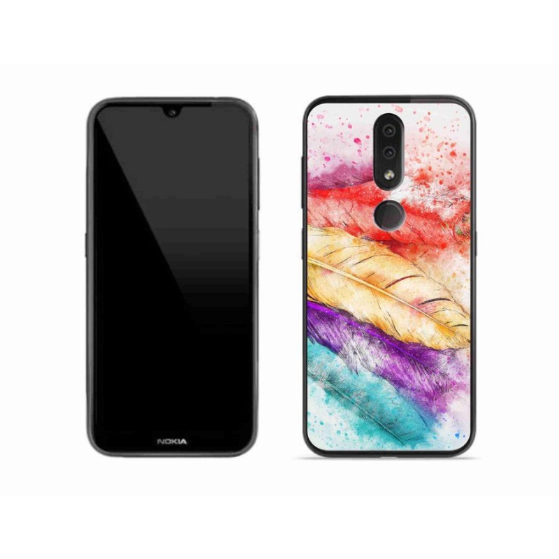 Gelový kryt mmCase na mobil Nokia 4.2 - barevné peří