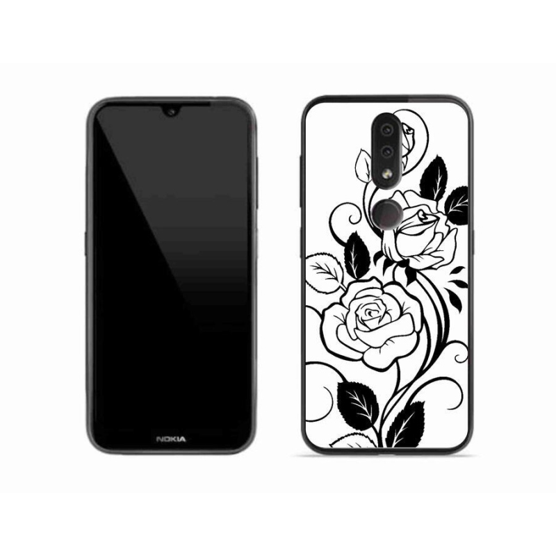 Gelový kryt mmCase na mobil Nokia 4.2 - černobílá růže