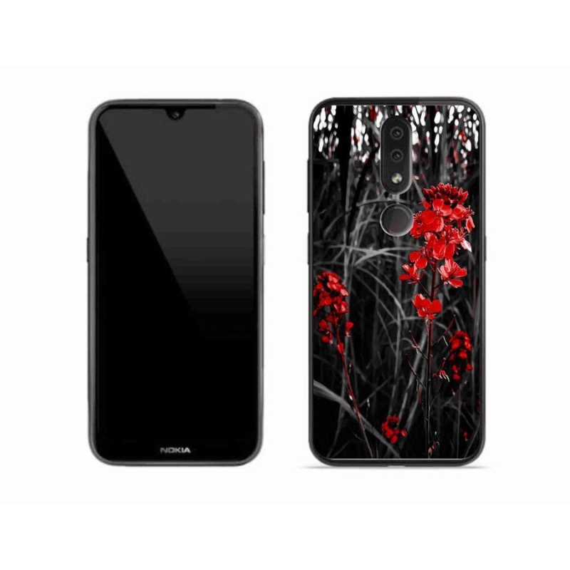 Gelový kryt mmCase na mobil Nokia 4.2 - červená rostlina