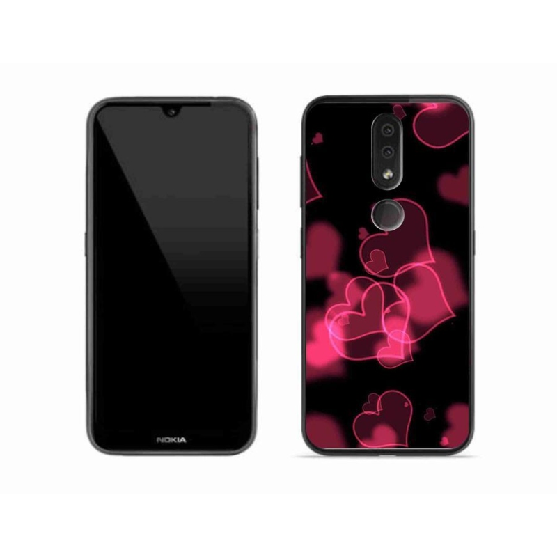 Gelový kryt mmCase na mobil Nokia 4.2 - červená srdíčka