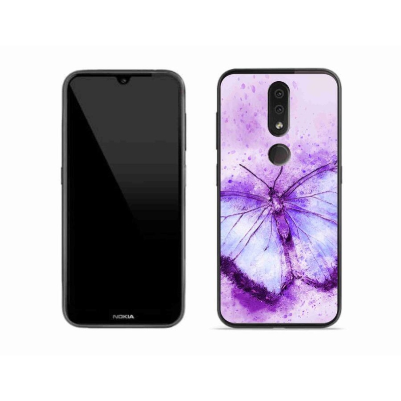 Gelový kryt mmCase na mobil Nokia 4.2 - fialový motýl