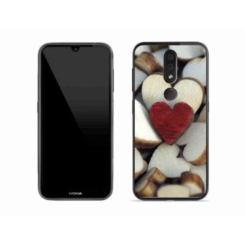 Gelový kryt mmCase na mobil Nokia 4.2 - gravírované červené srdce