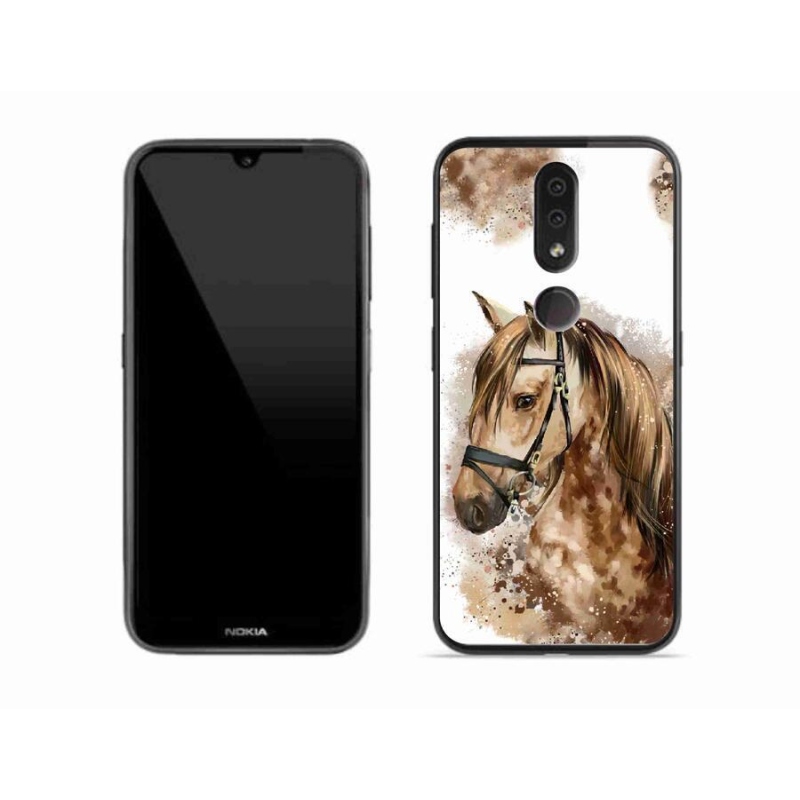 Gelový kryt mmCase na mobil Nokia 4.2 - hnědý kreslený kůň