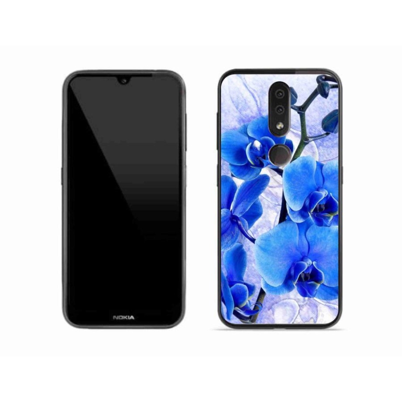 Gelový kryt mmCase na mobil Nokia 4.2 - modré květy