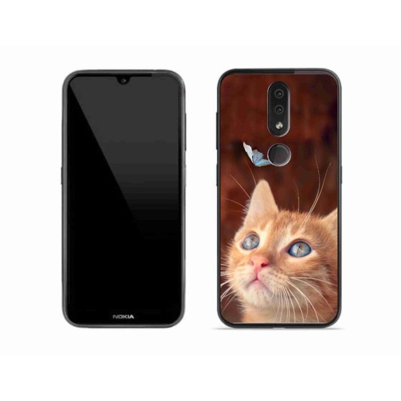 Gelový kryt mmCase na mobil Nokia 4.2 - motýl a kotě