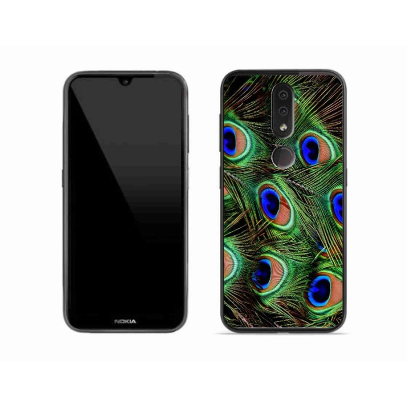 Gelový kryt mmCase na mobil Nokia 4.2 - paví peří