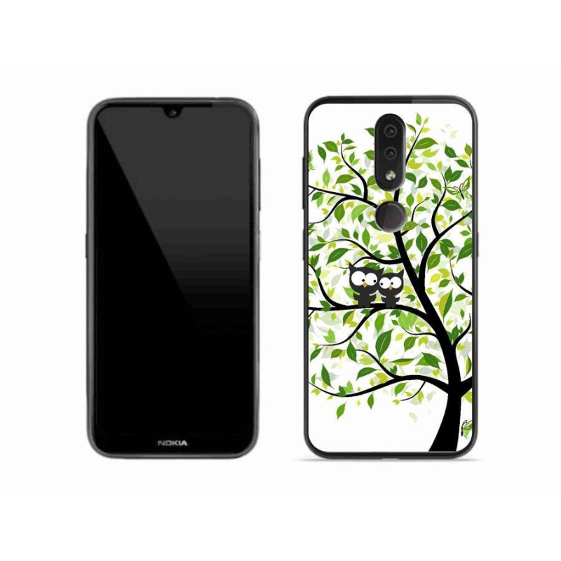 Gelový kryt mmCase na mobil Nokia 4.2 - sovičky na stromě