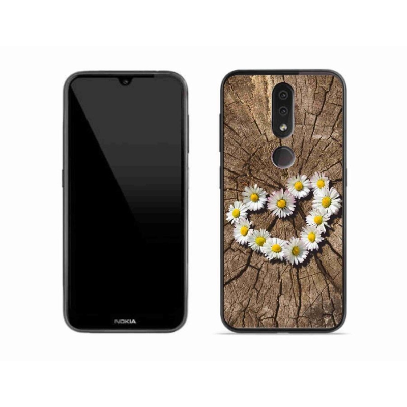 Gelový kryt mmCase na mobil Nokia 4.2 - srdce z kopretin