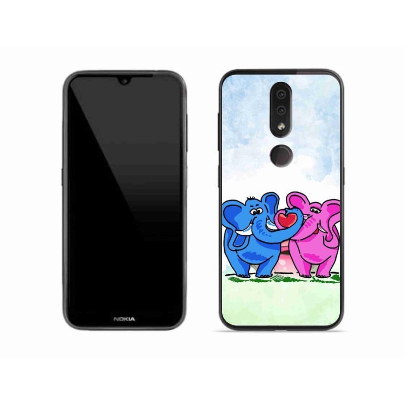 Gelový kryt mmCase na mobil Nokia 4.2 - zamilovaní sloni