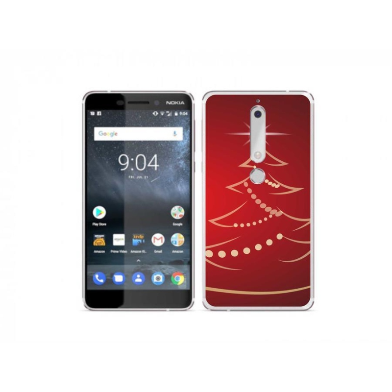 Gelový kryt mmCase na mobil Nokia 6.1 - kreslený vánoční stromek