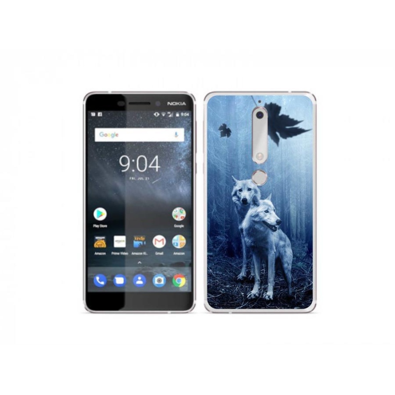 Gelový kryt mmCase na mobil Nokia 6.1 - vlci v lese