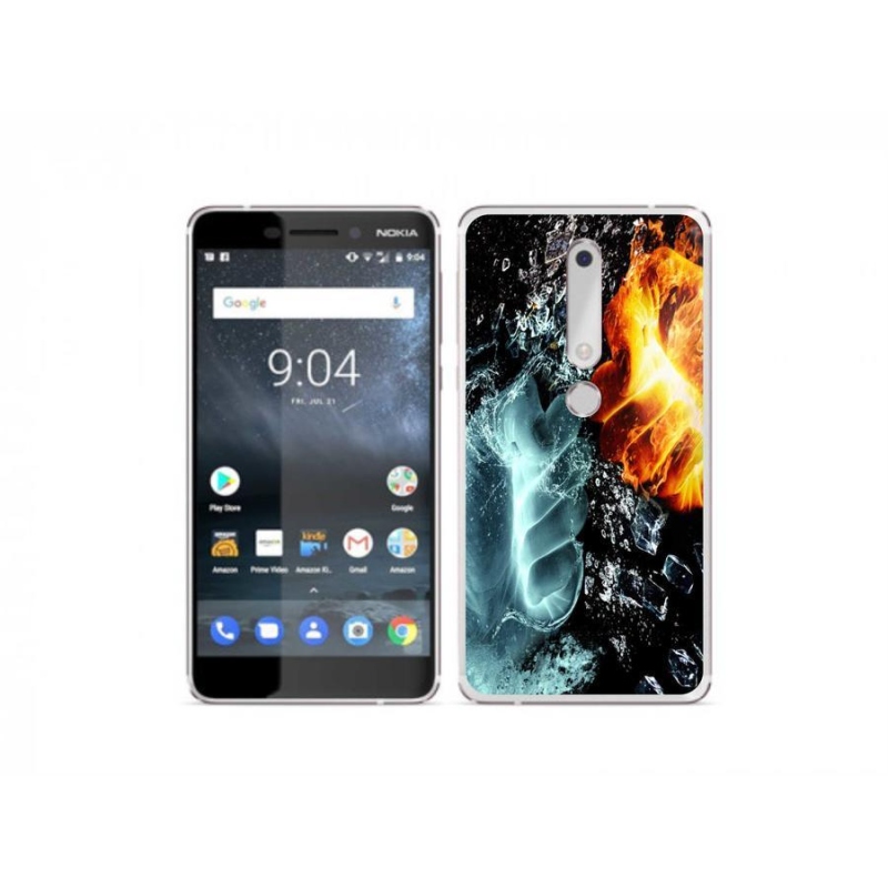 Gelový kryt mmCase na mobil Nokia 6.1 - voda a oheň