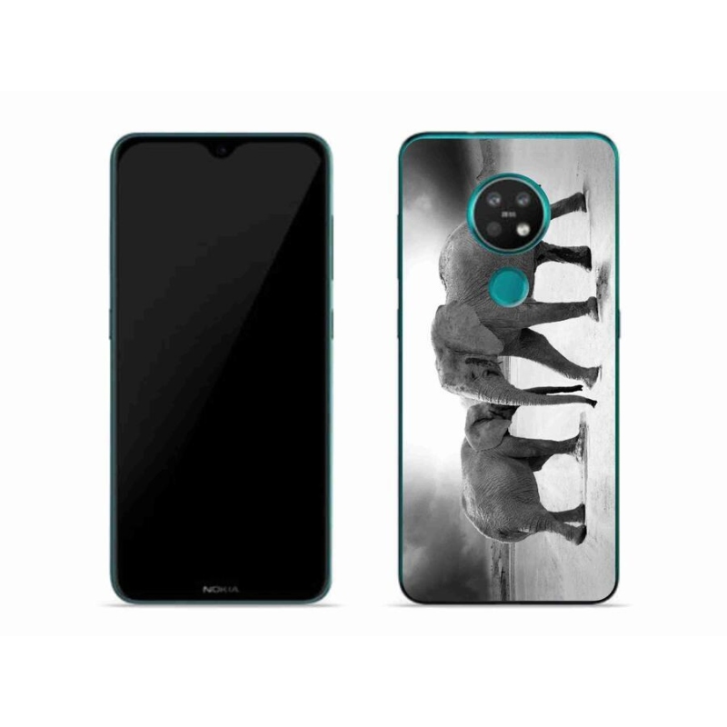 Gelový kryt mmCase na mobil Nokia 6.2 - černobílí sloni