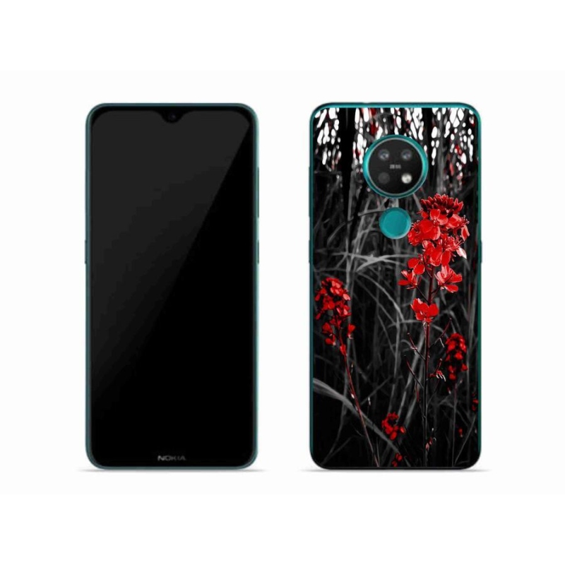 Gelový kryt mmCase na mobil Nokia 6.2 - červená rostlina
