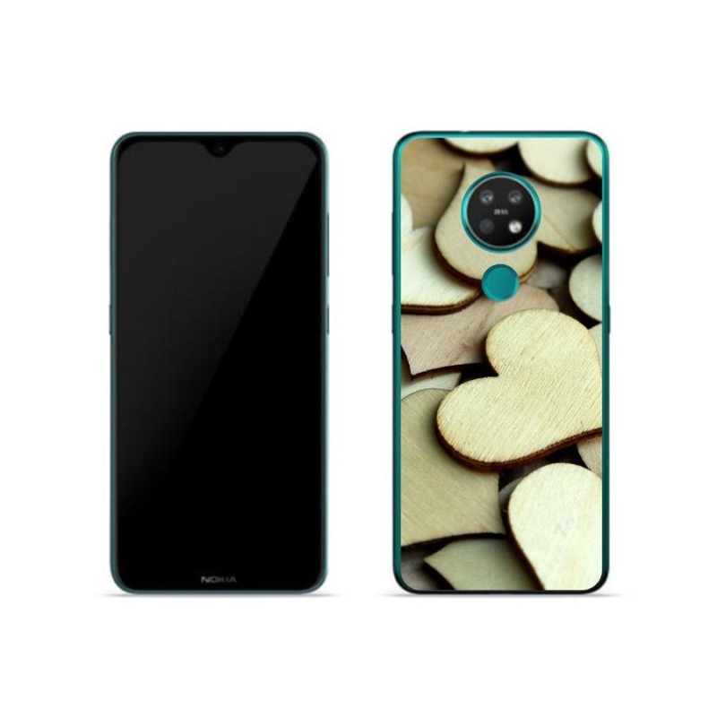 Gelový kryt mmCase na mobil Nokia 6.2 - dřevěná srdíčka
