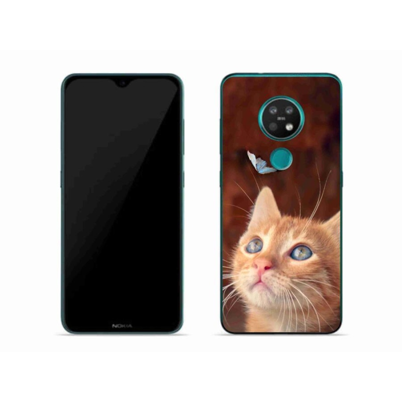 Gelový kryt mmCase na mobil Nokia 6.2 - motýl a kotě