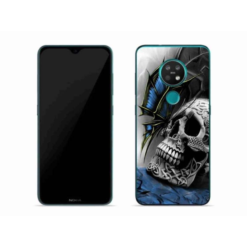 Gelový kryt mmCase na mobil Nokia 6.2 - motýl a lebka