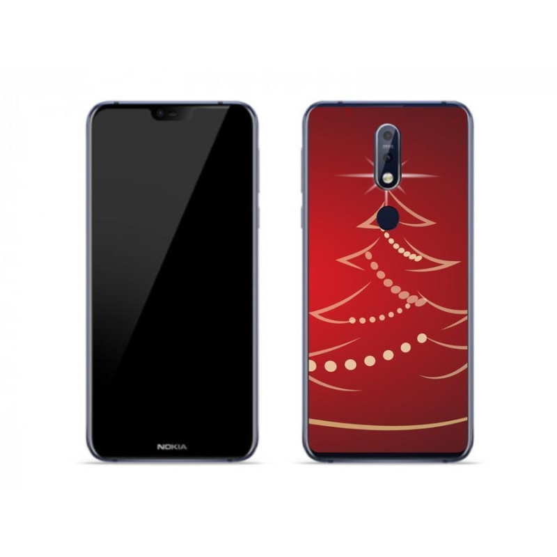 Gelový kryt mmCase na mobil Nokia 7.1 - kreslený vánoční stromek