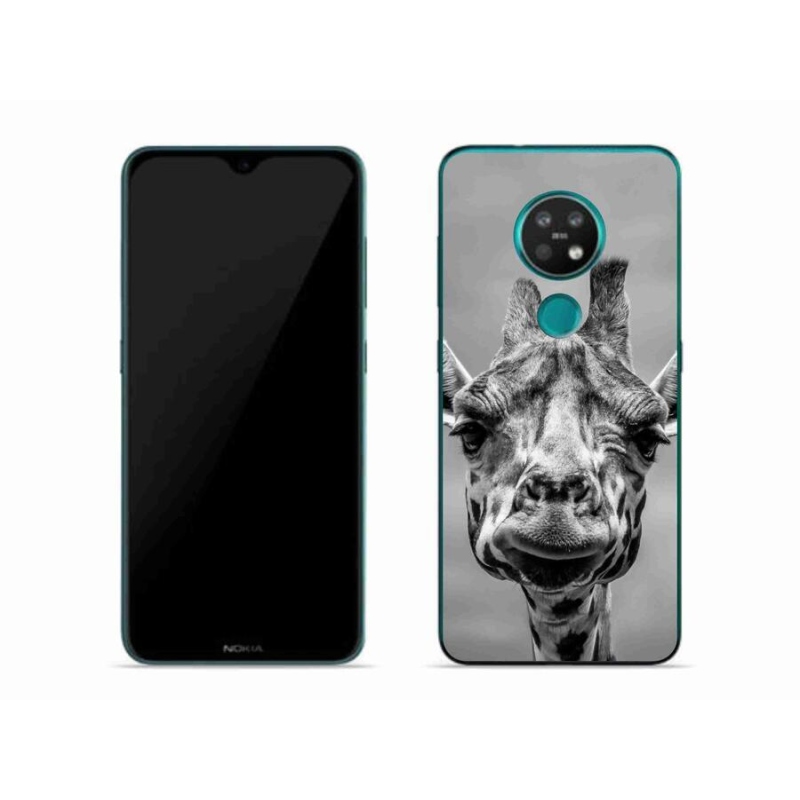 Gelový kryt mmCase na mobil Nokia 7.2 - černobílá žirafa