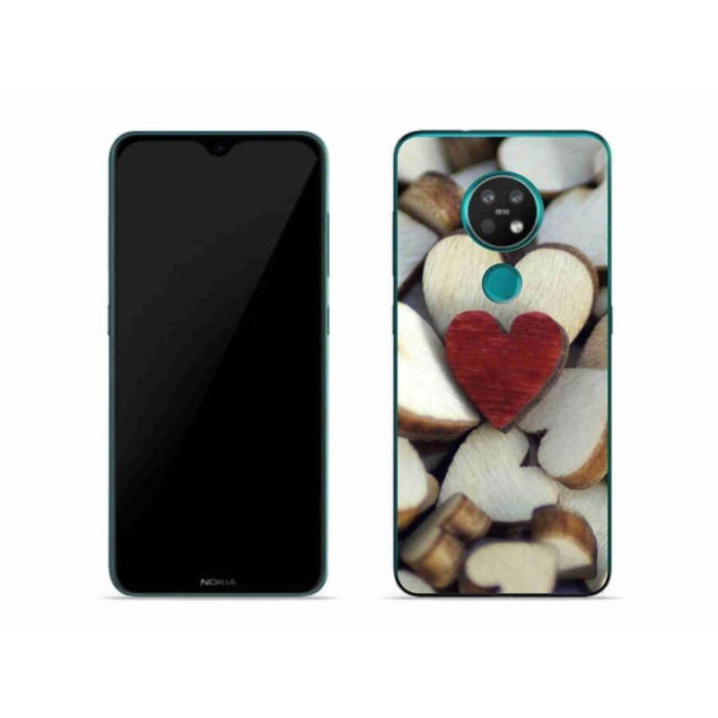 Gelový kryt mmCase na mobil Nokia 7.2 - gravírované červené srdce