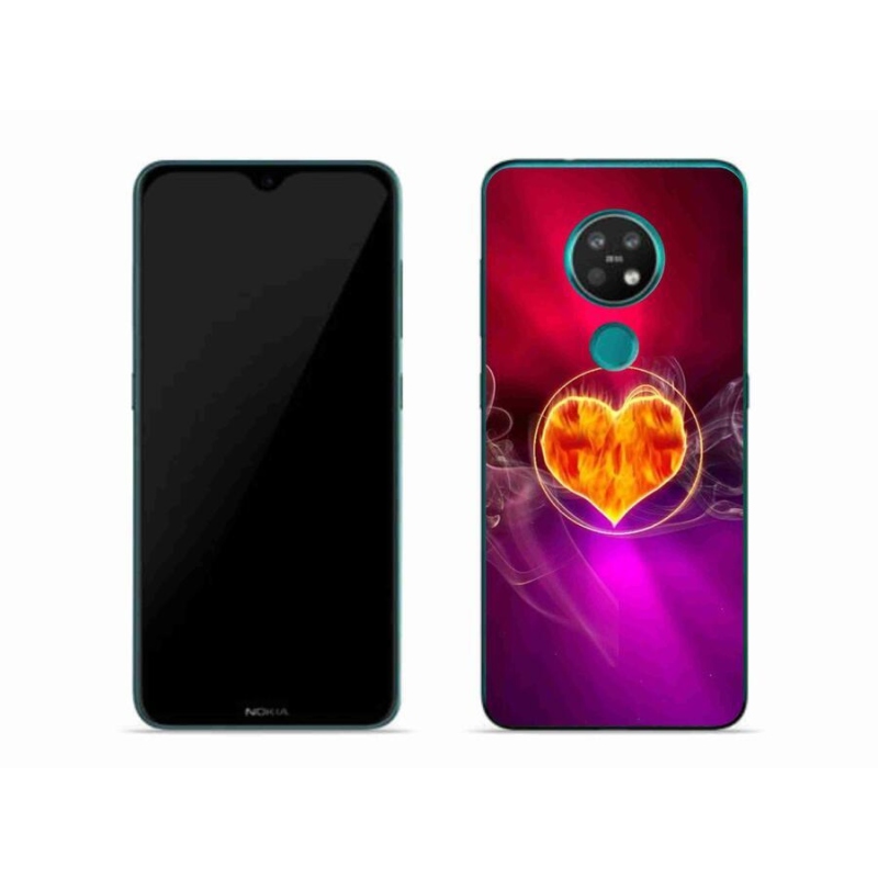 Gelový kryt mmCase na mobil Nokia 7.2 - ohnivé srdce