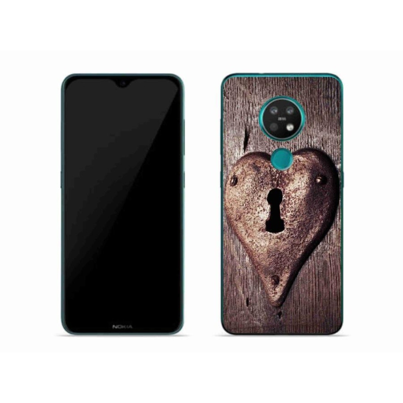Gelový kryt mmCase na mobil Nokia 7.2 - zámek ve tvaru srdce